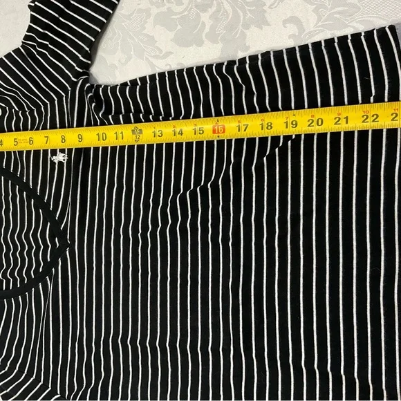 Ralph Lauren Black White Striped Long Sleeve Knit Top Women 100%Cotton Size L - Picture 5 of 7